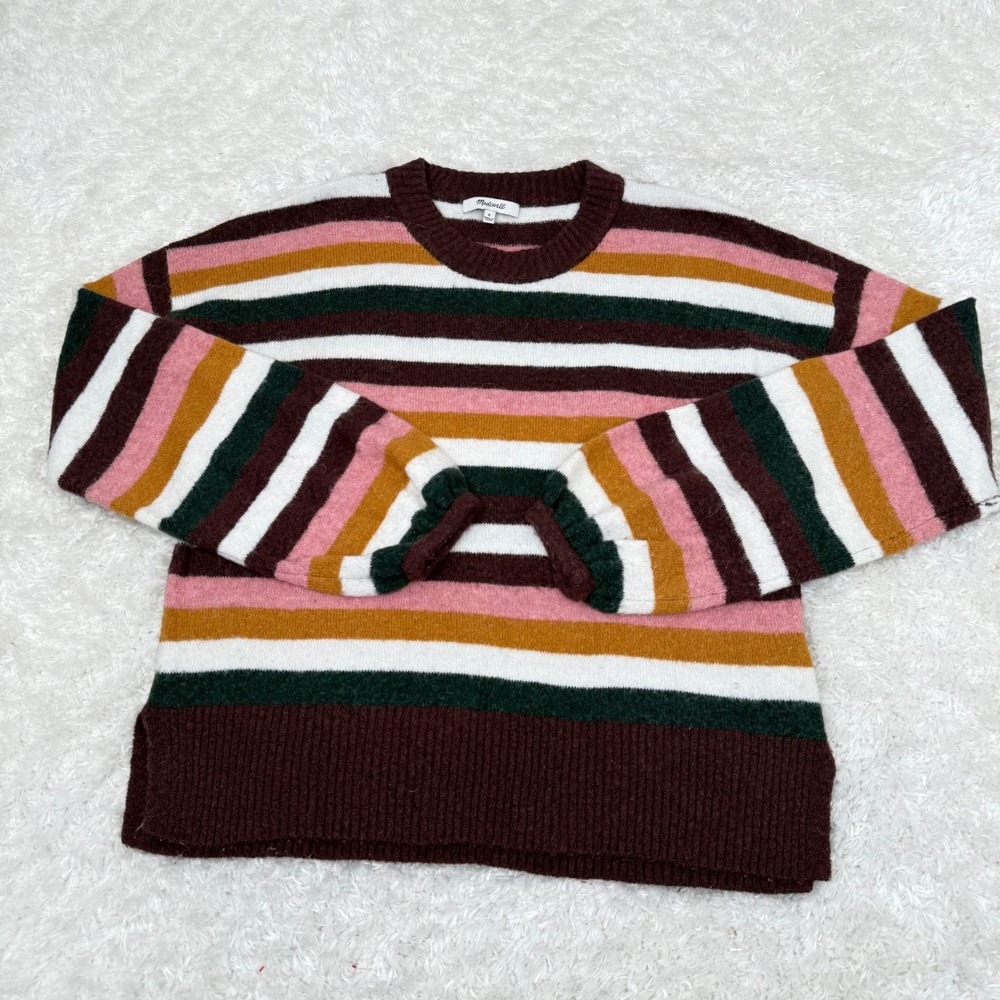 Madewell Women's S Small Striped Pullover Sweater Colorful Knit Alpaca Blend